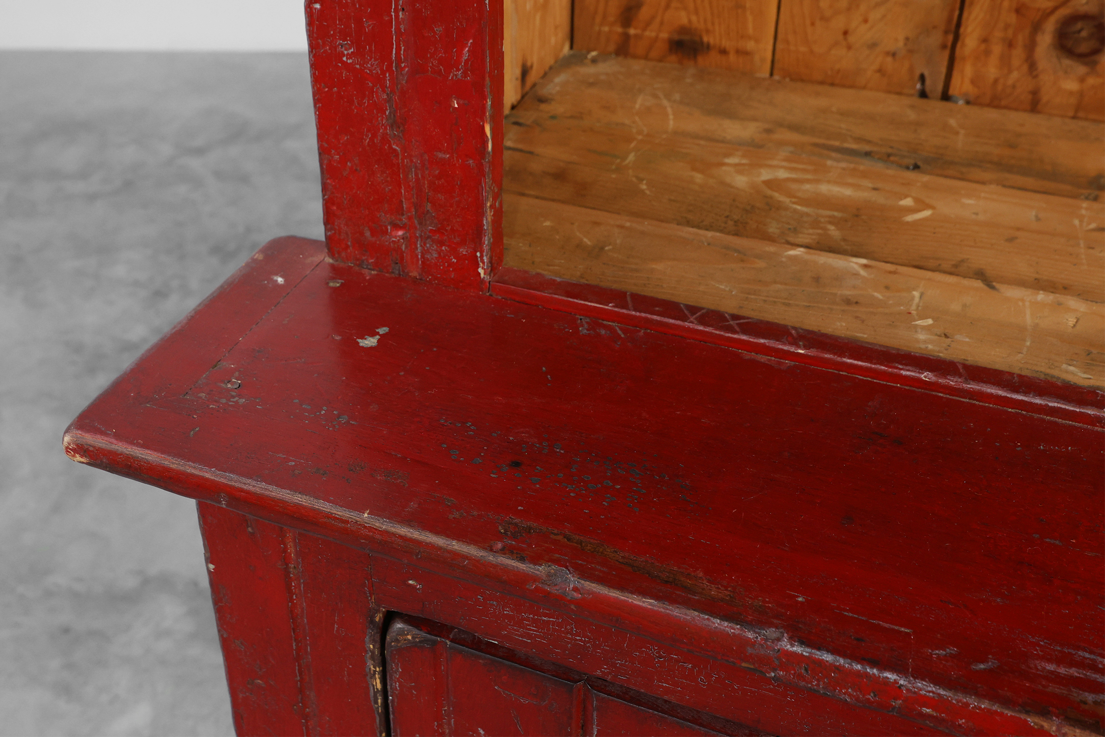 French 19th Century Red‑Painted Stepback Cupboard in Pinethumbnail